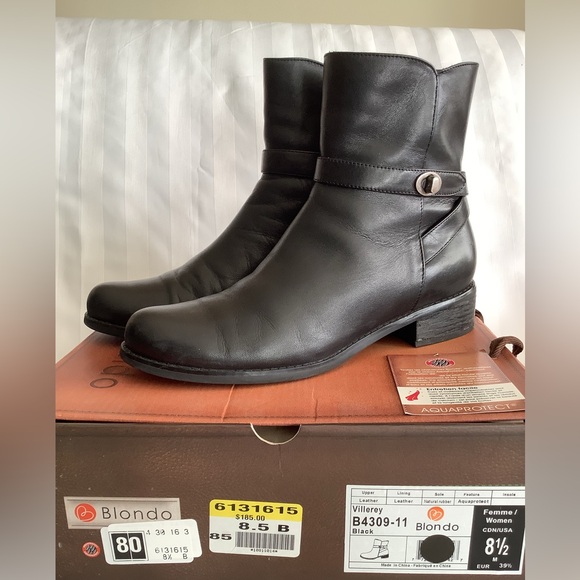 Blondo Waterproof Black Leather Boots with AquaProtect - Size 8.5 - Picture 3 of 11